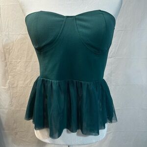 Sincerely Jules Strapless Bustier Tulle Teal Top Women's Size large NWOT